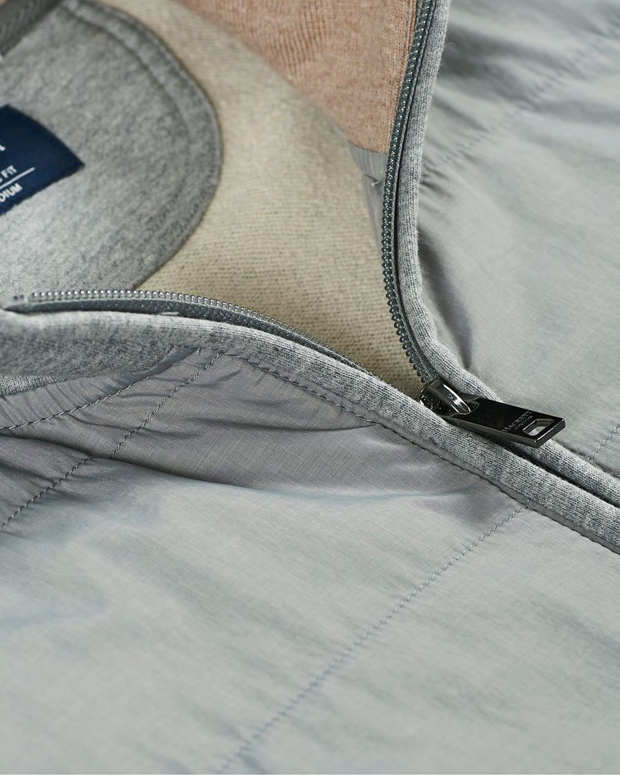 Herr | Tröjor | Hackett | Hybird Quilted Zip Sweat Grey Marl