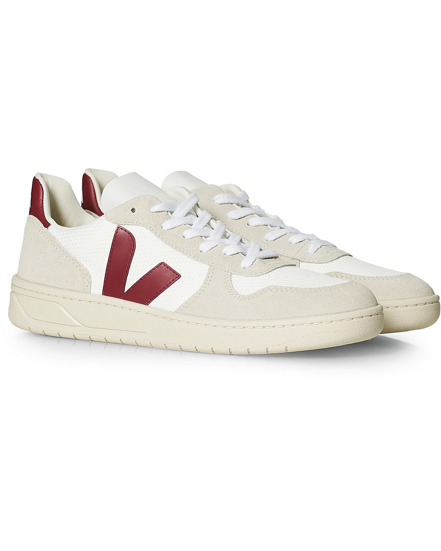 Herr | Veja V-10 Mesh Sneaker White/Natural Marsala | Veja | V-10 Mesh Sneaker White/Natural Marsala