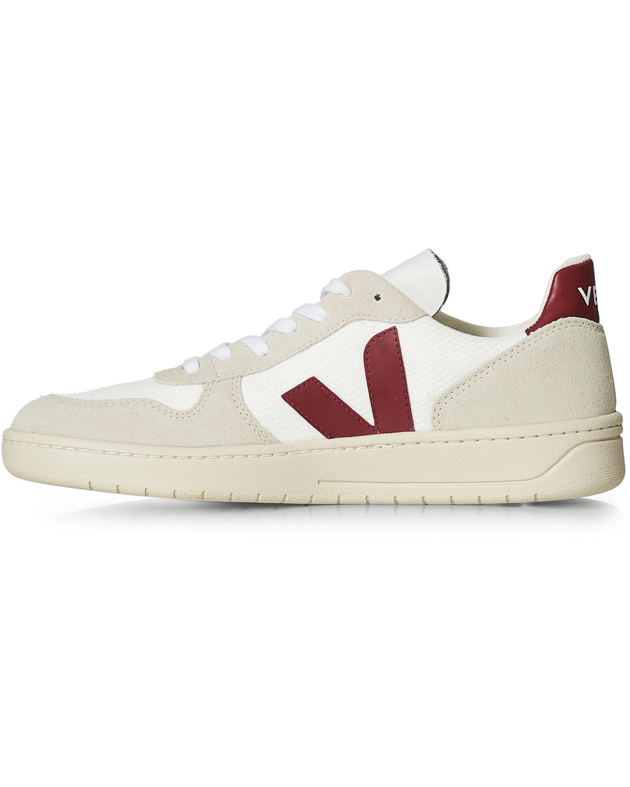Herr | Veja V-10 Mesh Sneaker White/Natural Marsala | Veja | V-10 Mesh Sneaker White/Natural Marsala
