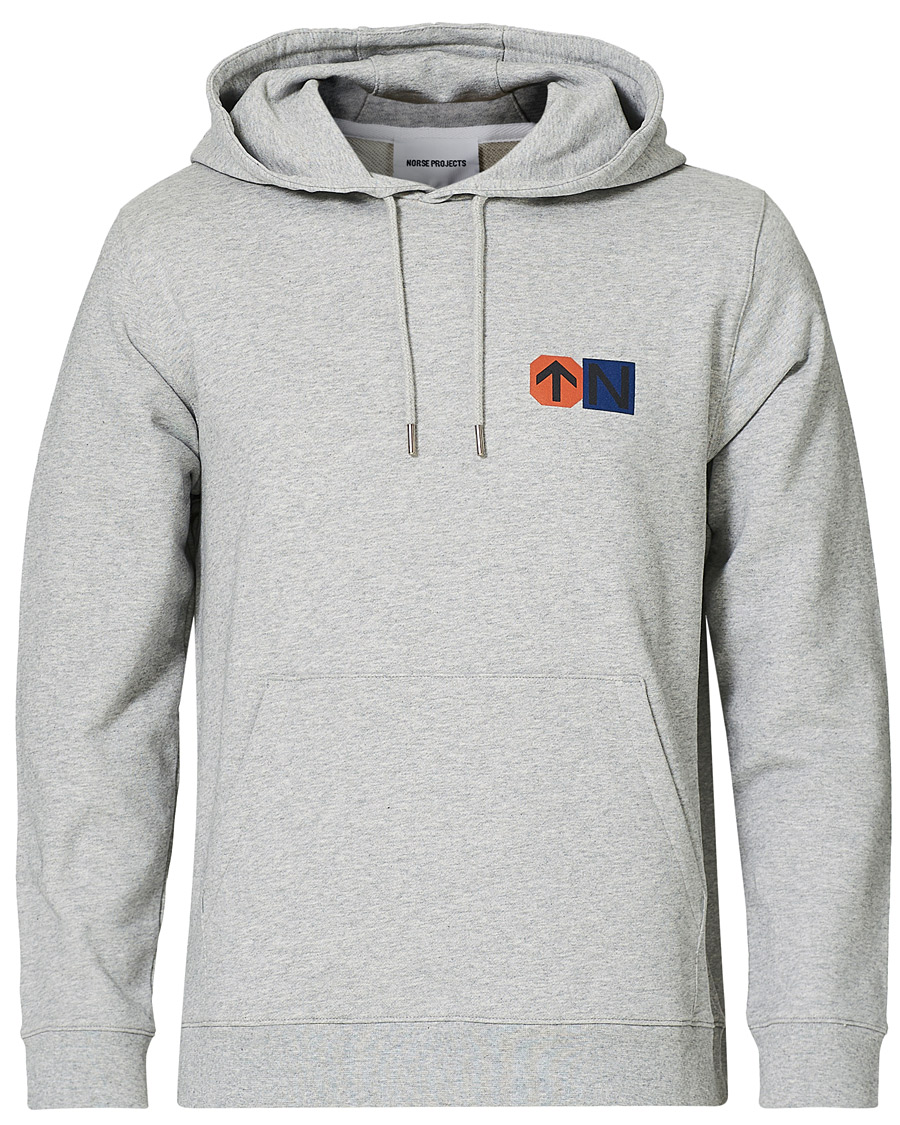 Herr | Tröjor | Norse Projects | Vagn Colab Logo Hood Light Grey Mel