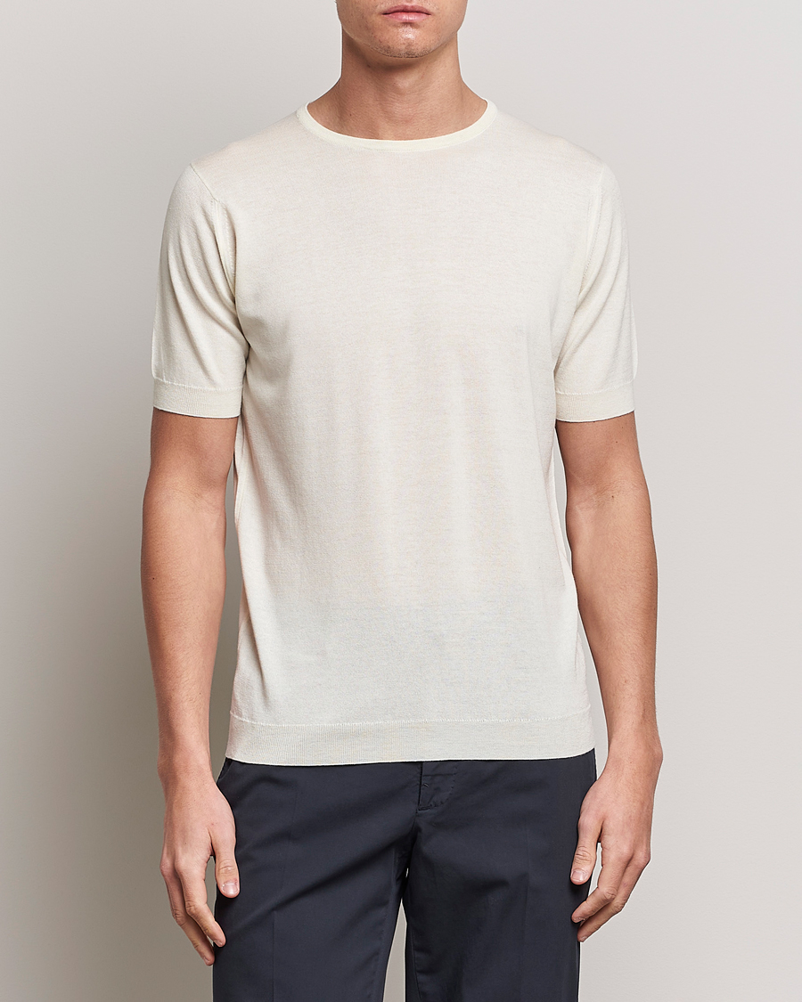 Herr |  | John Smedley | Belden Wool/Cotton T-Shirt Latte