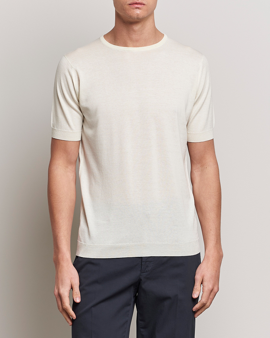 Herr | T-Shirts | John Smedley | Belden Wool/Cotton T-Shirt Latte