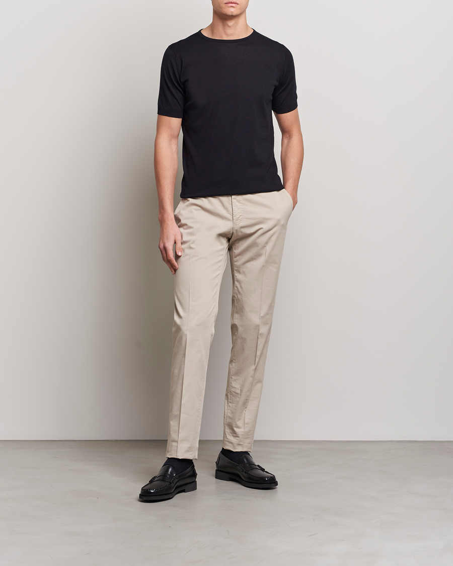 Herr | T-Shirts | John Smedley | Belden Wool/Cotton T-Shirt Navy