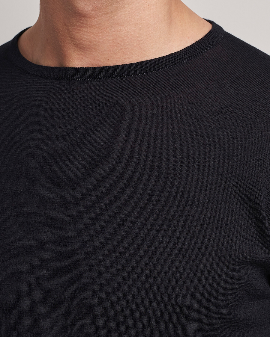 Herr | T-Shirts | John Smedley | Belden Wool/Cotton T-Shirt Navy