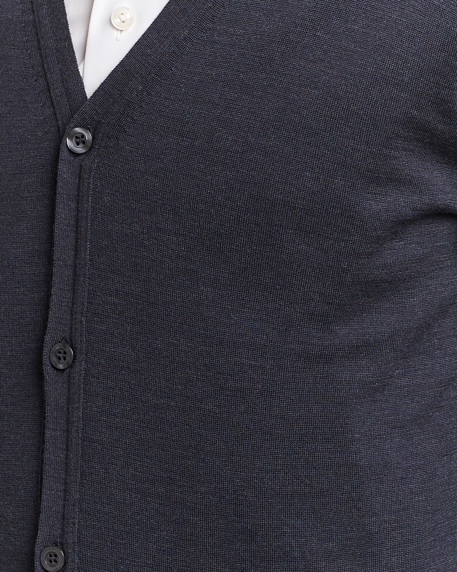 Herr | Tröjor | John Smedley | Petworth Extra Fine Merino Cardigan Hepburn Smoke