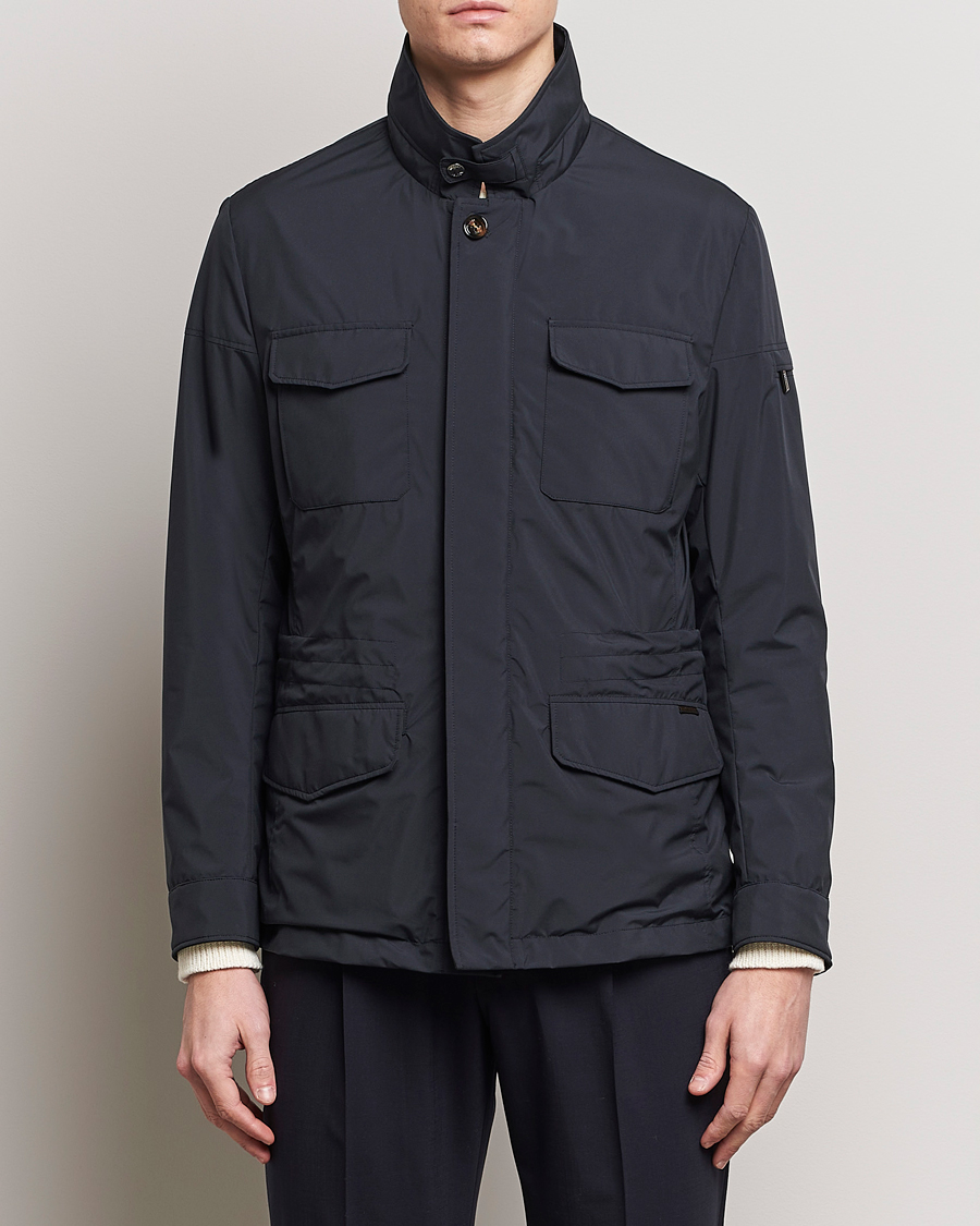 Herr | Field jackets | MooRER | Waterproof Nylon Field Jacket Blue
