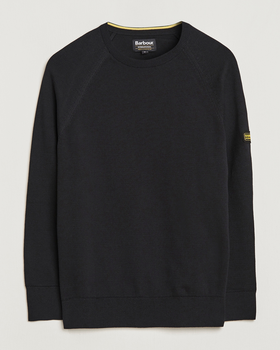 Herr | Tröjor | Barbour International | Cotton Crew Knit Black
