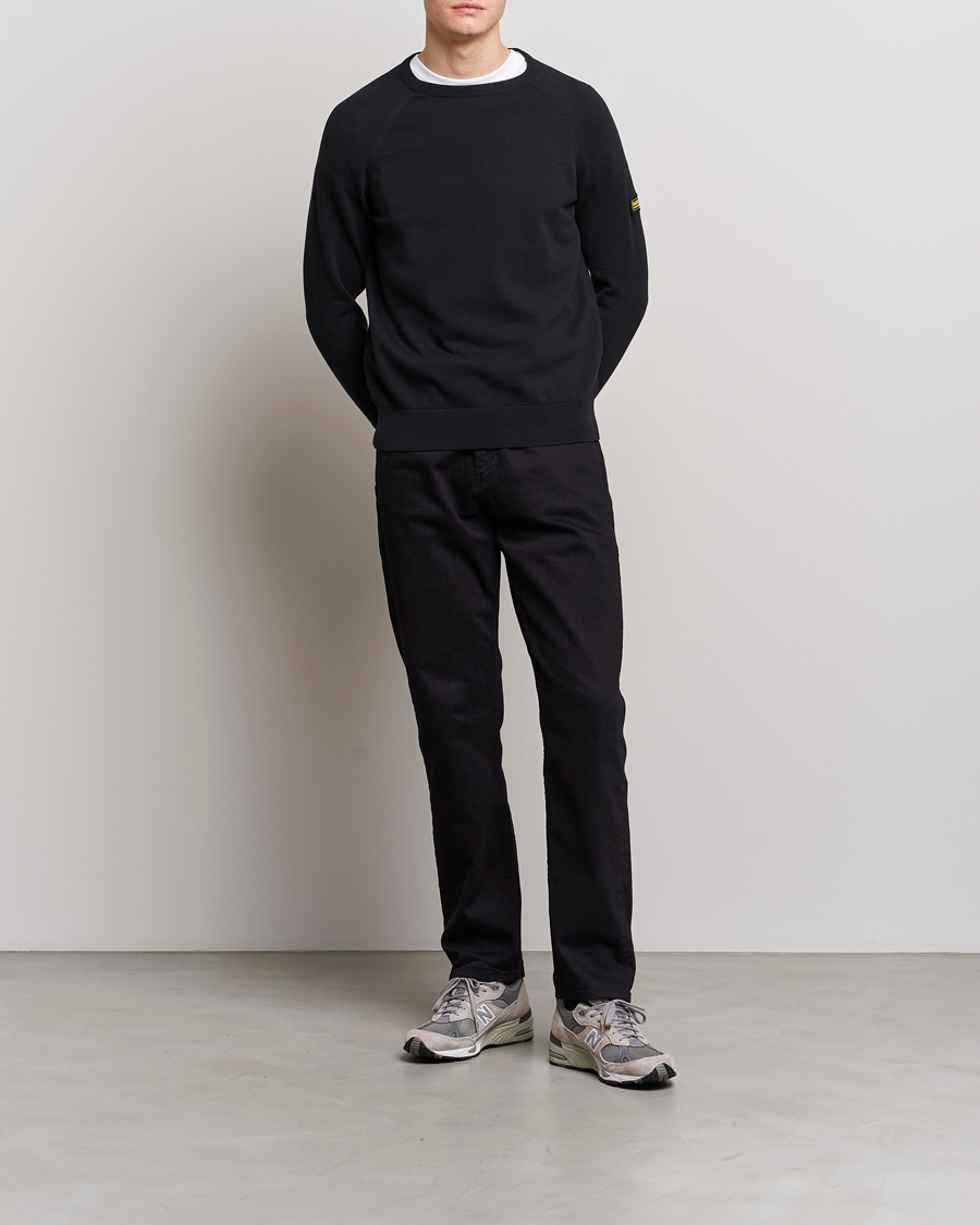 Herr | Tröjor | Barbour International | Cotton Crew Knit Black