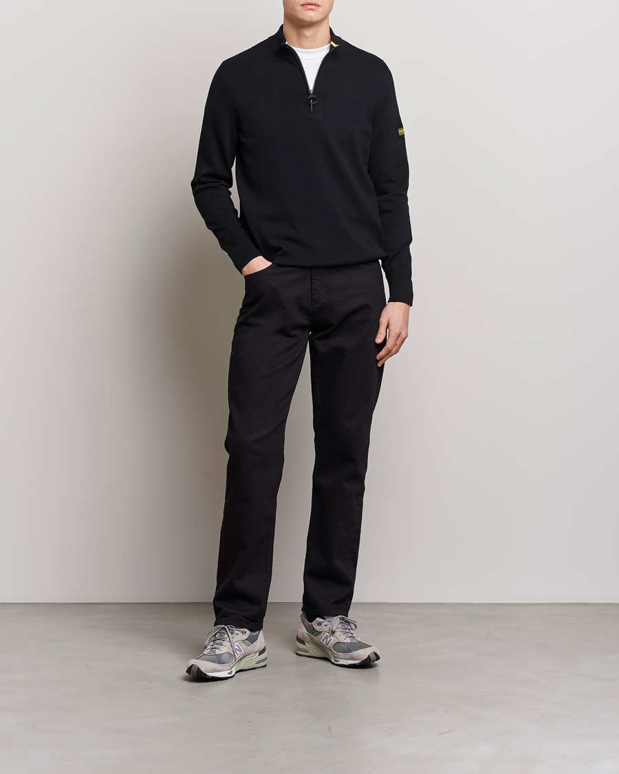 Herr | Tröjor | Barbour International | Cotton Half Zip Black