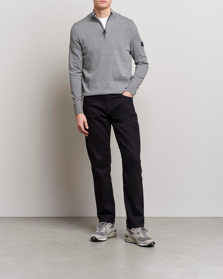 Herr | Tröjor | Barbour International | Cotton Half Zip Antracite Marl