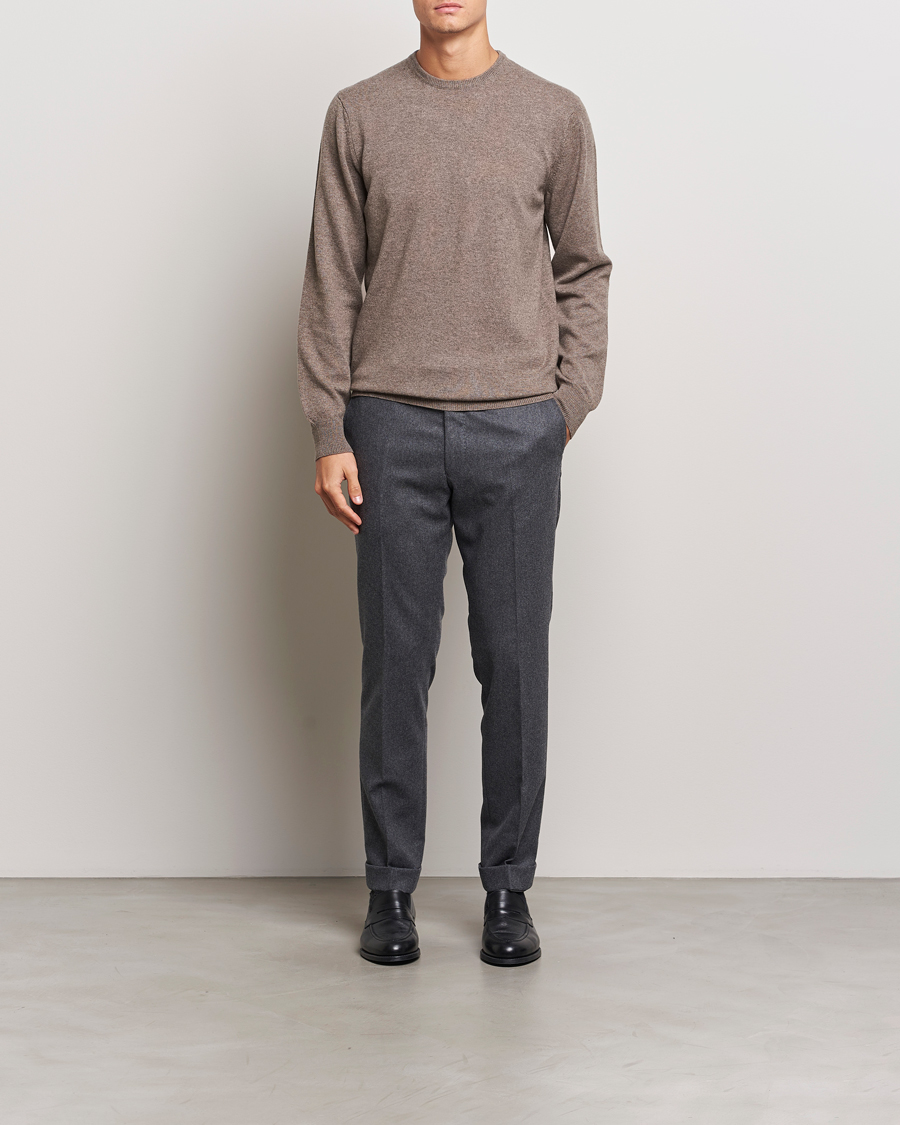 Herr | Tröjor | Piacenza Cashmere | Cashmere Crew Neck Sweater Brown