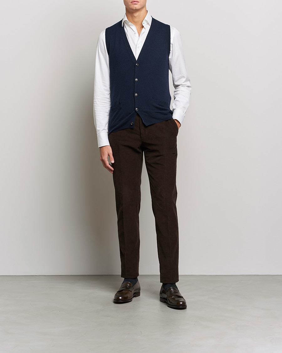 Herr | Tröjor | Piacenza Cashmere | Cashmere Sleeveless Cardigan Navy