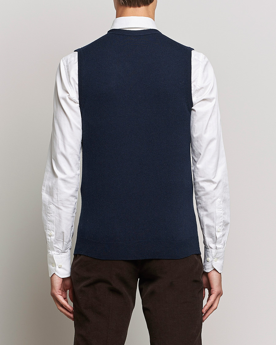 Herr | Tröjor | Piacenza Cashmere | Cashmere Sleeveless Cardigan Navy