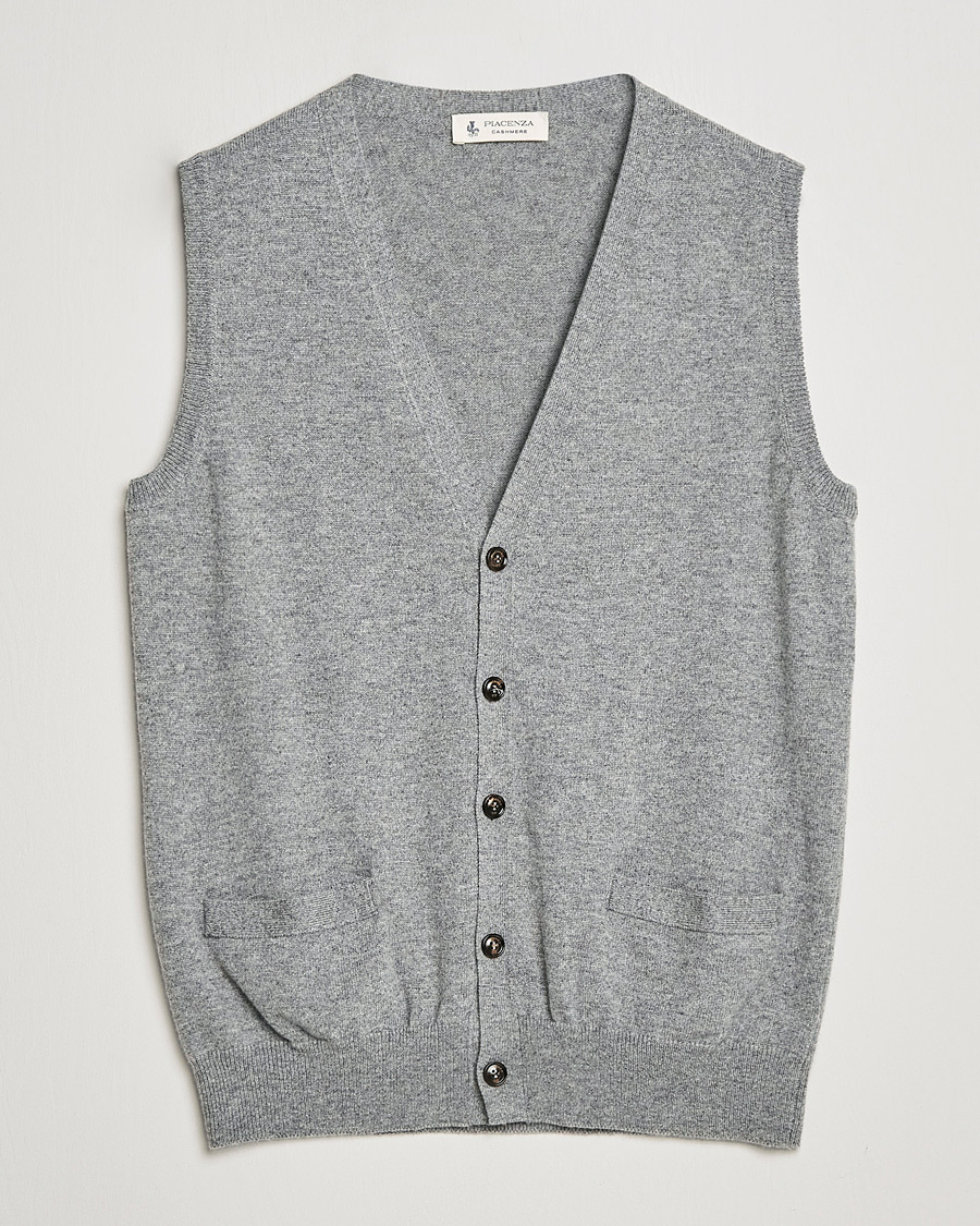 Herr | Tröjor | Piacenza Cashmere | Cashmere Sleeveless Cardigan Light Grey