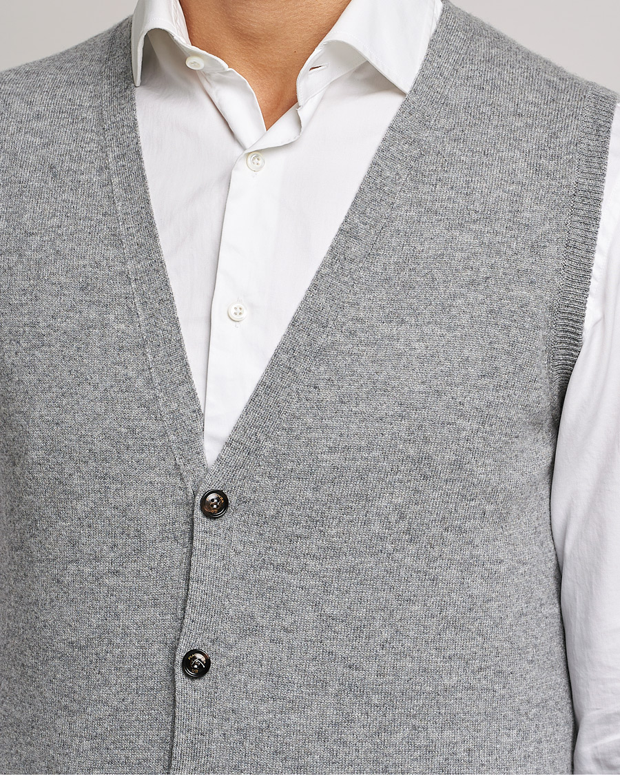 Herr | Tröjor | Piacenza Cashmere | Cashmere Sleeveless Cardigan Light Grey