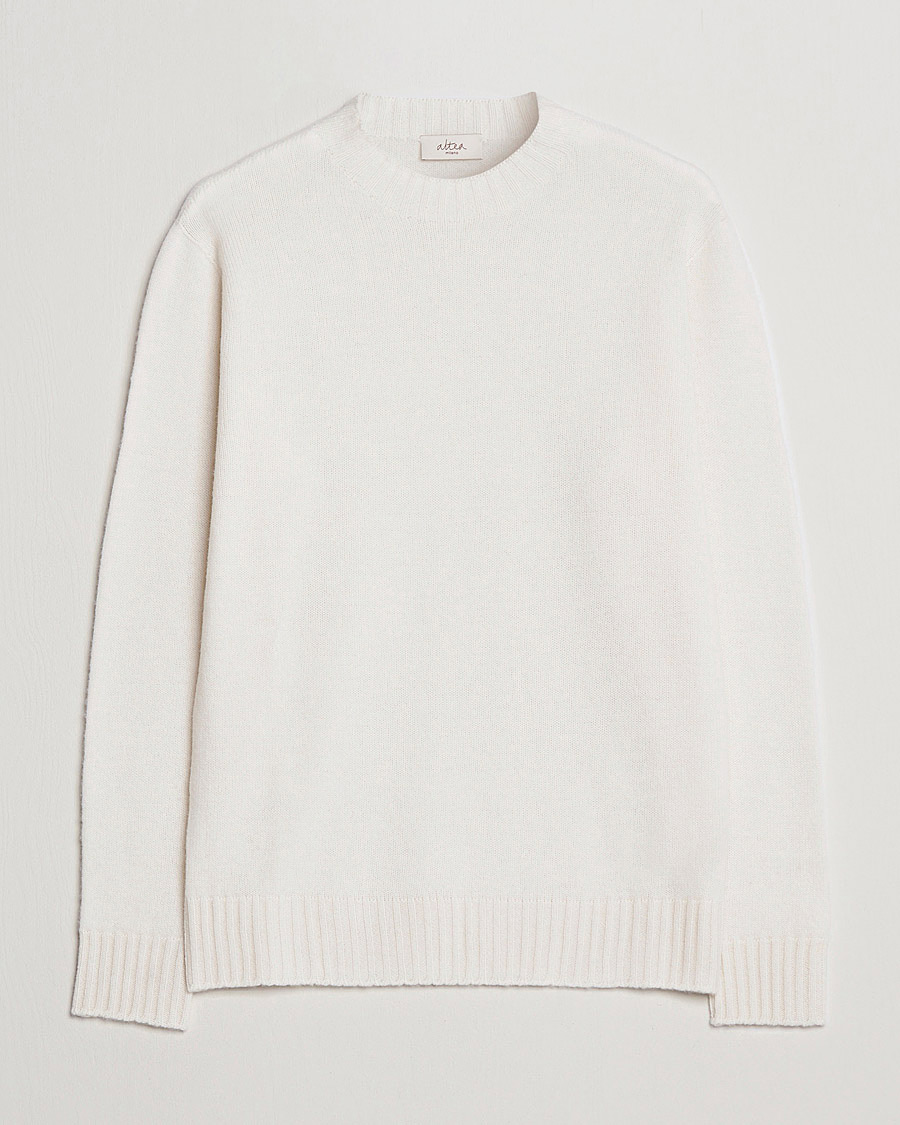 Herr | Tröjor | Altea | Wool/Cashmere Crew Neck Sweater Latte
