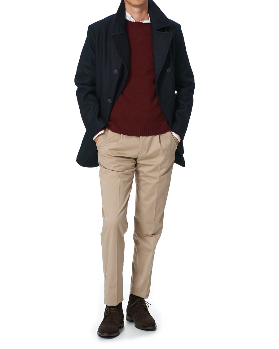 Herr | Tröjor | Altea | Wool/Cashmere Crew Neck Sweater Burgundy