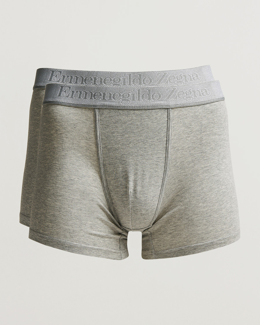 Herr | Underkläder | Zegna | Cotton Stretch Boxer Bi-Pack Grey Heather