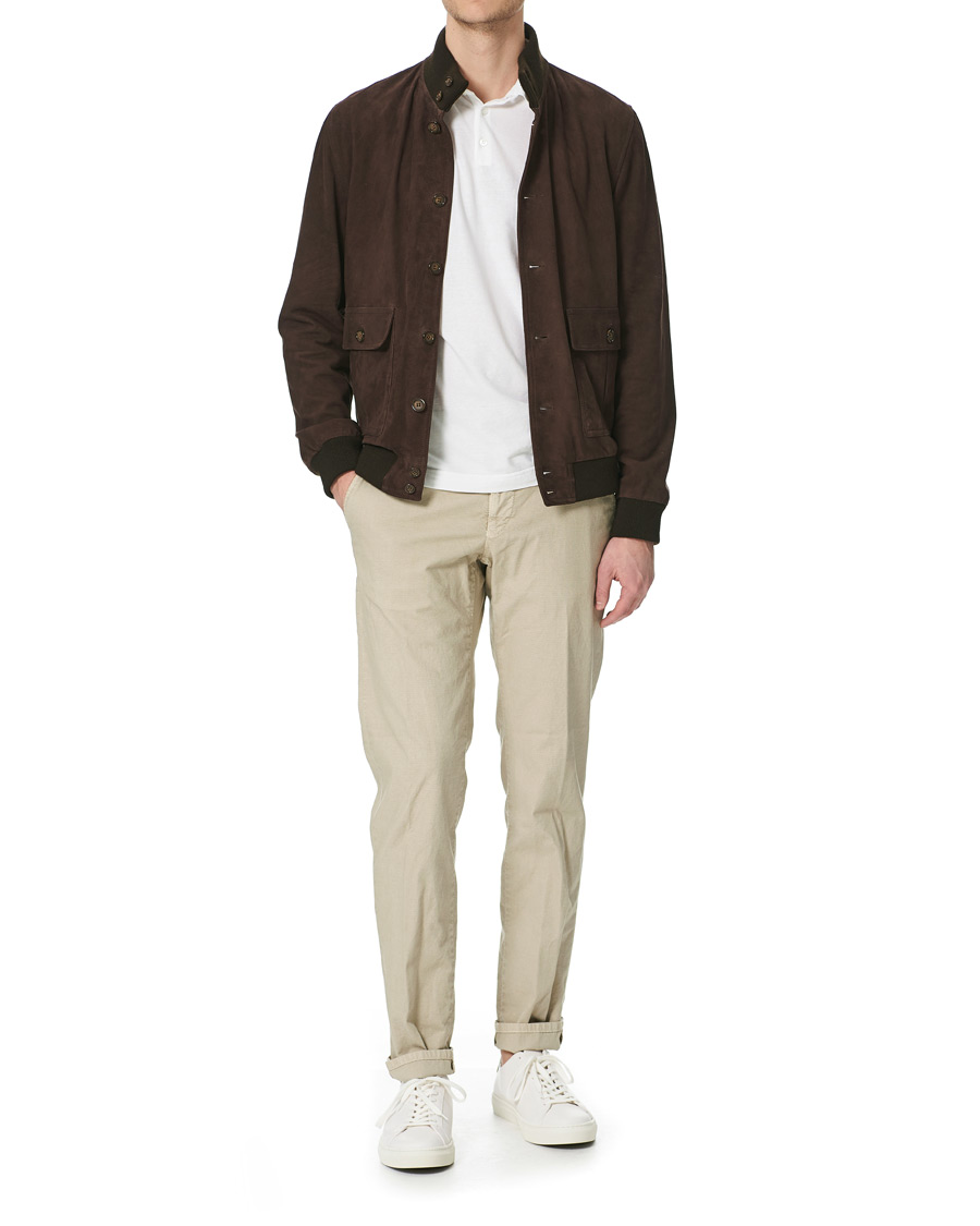 Herr | Byxor | Incotex | Easy Fit Selvedge Cotton Chinos Desert Khaki