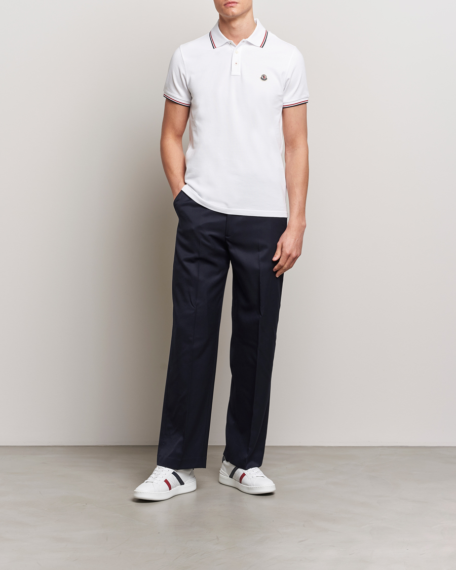 Herr | Pikéer | Moncler | Contrast Rib Polo White