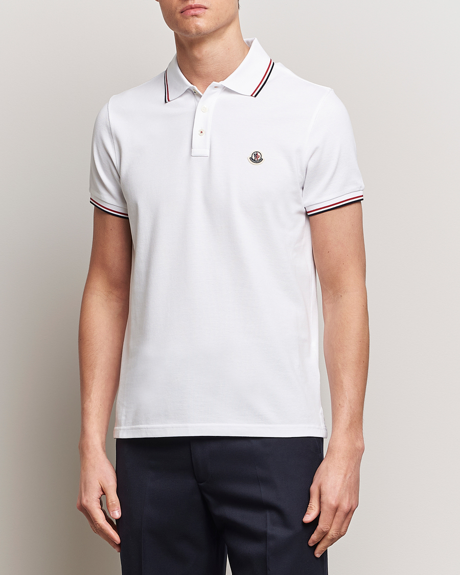 Herr | Kortärmade pikéer | Moncler | Contrast Rib Polo White