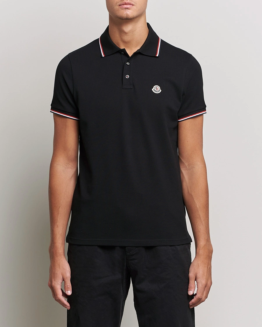 Herr | Luxury Brands | Moncler | Contrast Rib Polo Black