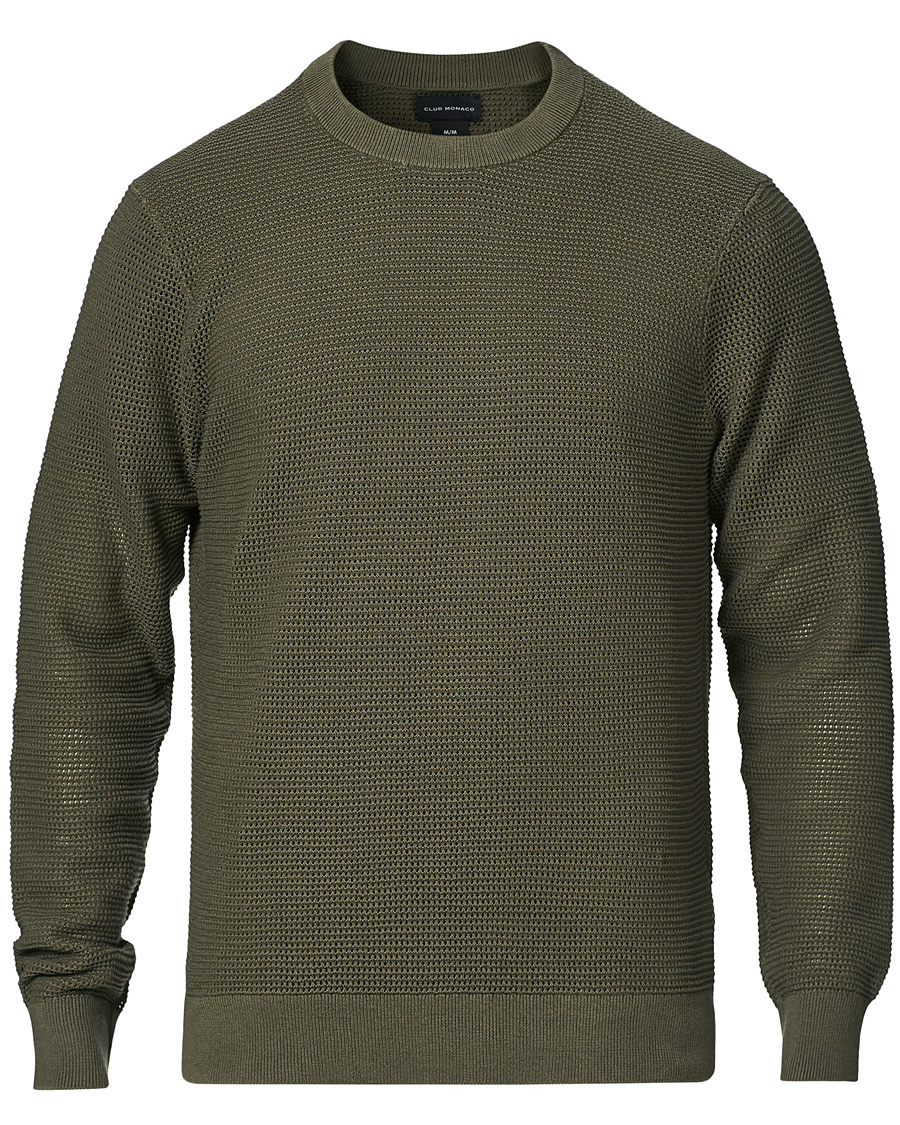 Herr | Tröjor | Club Monaco | Long Sleeve Mesh Crew Neck Sweater Beetle