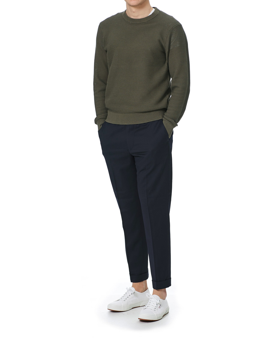 Herr | Tröjor | Club Monaco | Long Sleeve Mesh Crew Neck Sweater Beetle
