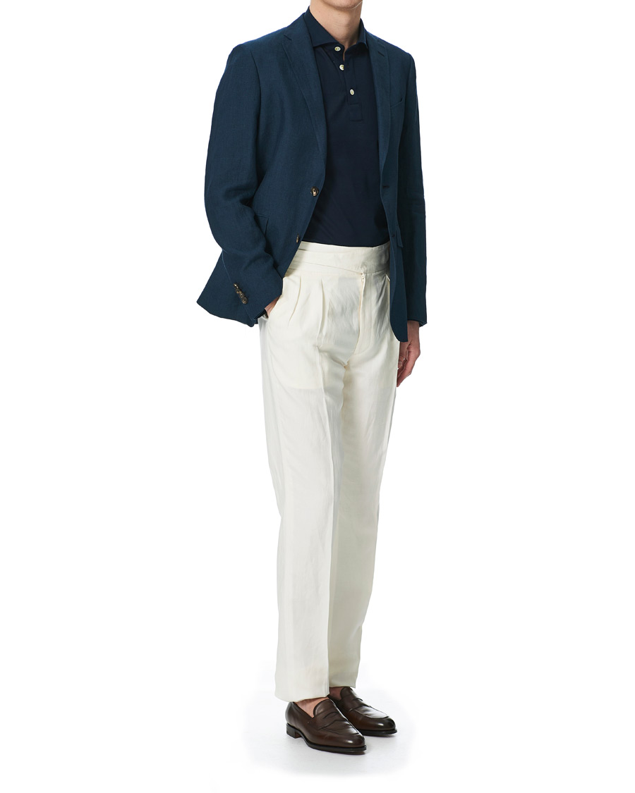 Herr | Byxor | Ralph Lauren Purple Label | Silk/Linen Burma Trousers Light Beige