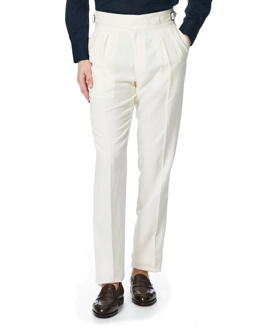 Herr | Byxor | Ralph Lauren Purple Label | Silk/Linen Burma Trousers Light Beige