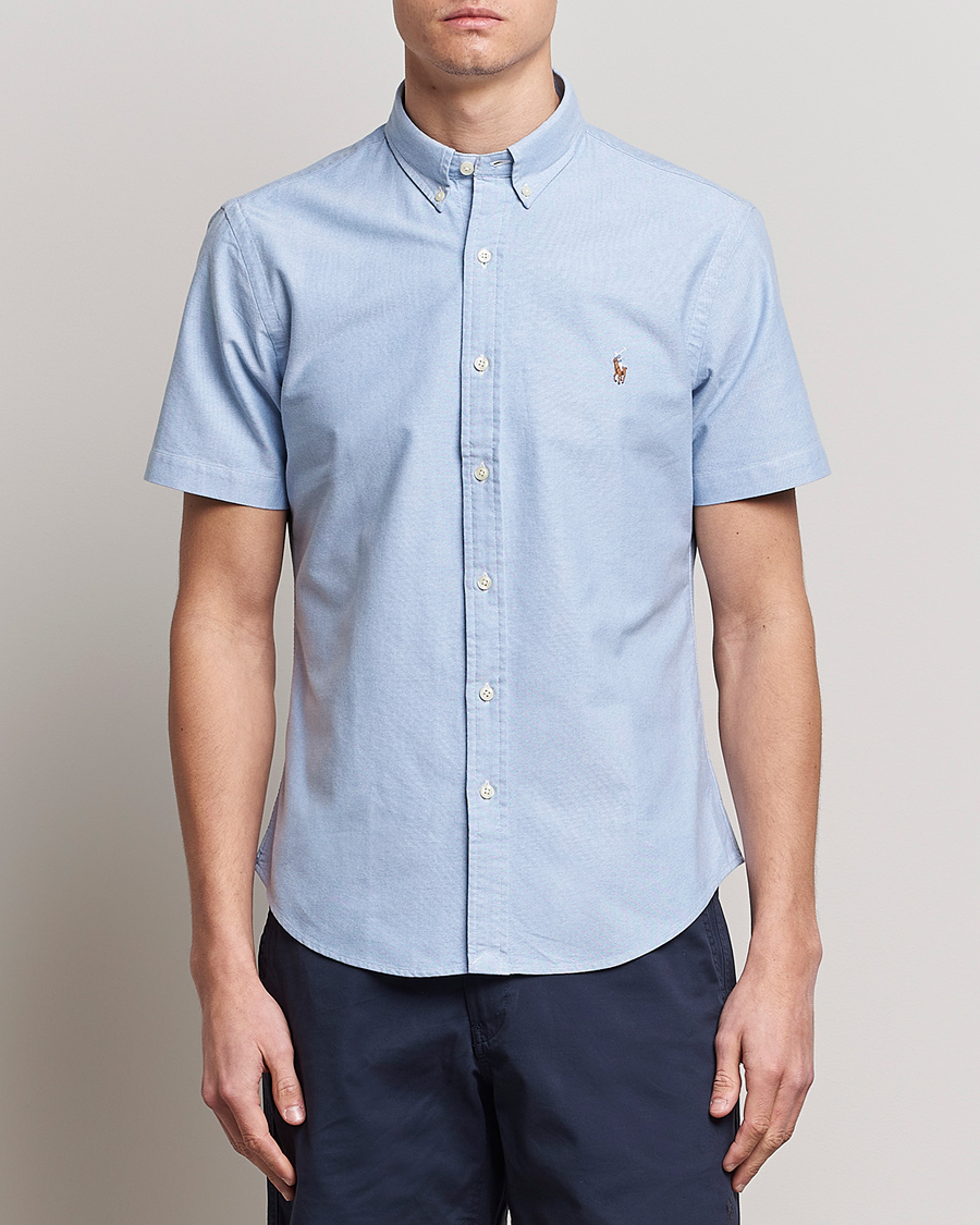 Herr | Kortärmade skjortor | Polo Ralph Lauren | Slim Fit Oxford Short Sleeve Shirt Light Blue