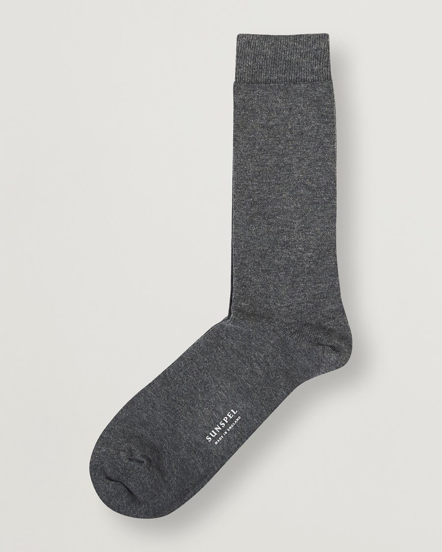 Herr | Underkläder | Sunspel | Cotton Blend Socks Grey Melange