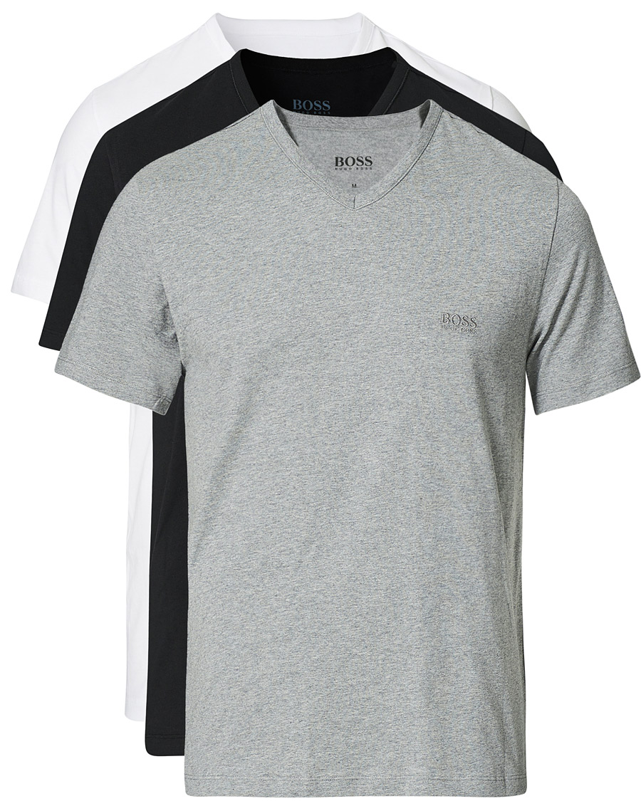 Herr | T-Shirts | BOSS BLACK | BOSS 3-Pack V-Neck T-Shirt Black/Grey/White
