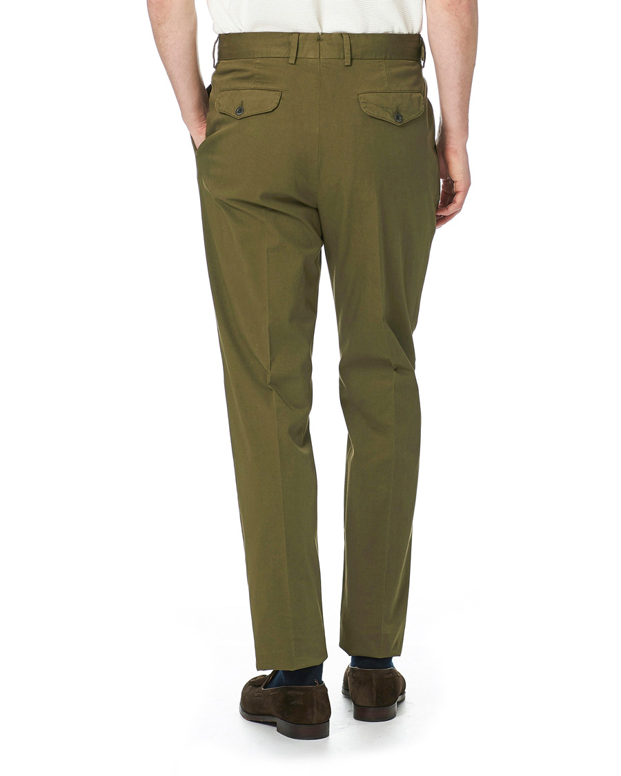 Herr | Byxor | Lardini | Luxor Double Pleated Cotton Trousers Military Green