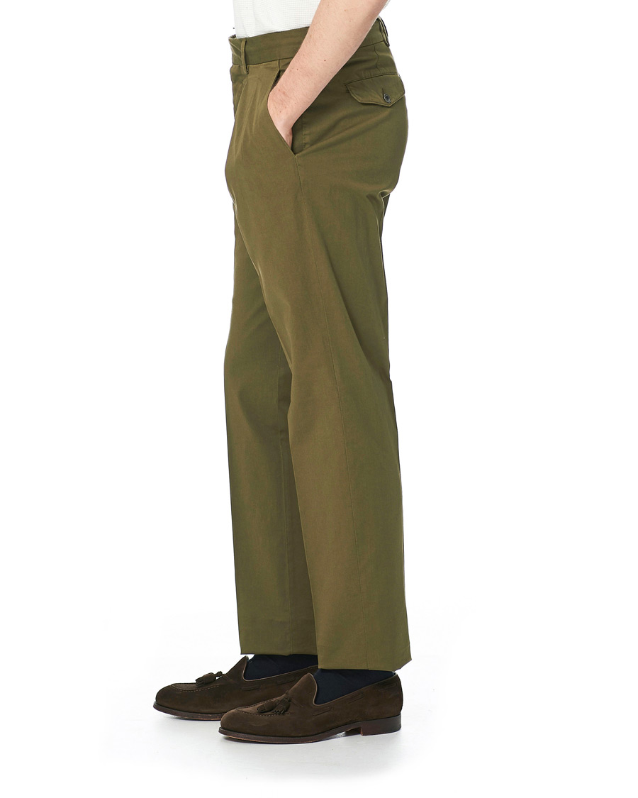 Herr | Byxor | Lardini | Luxor Double Pleated Cotton Trousers Military Green