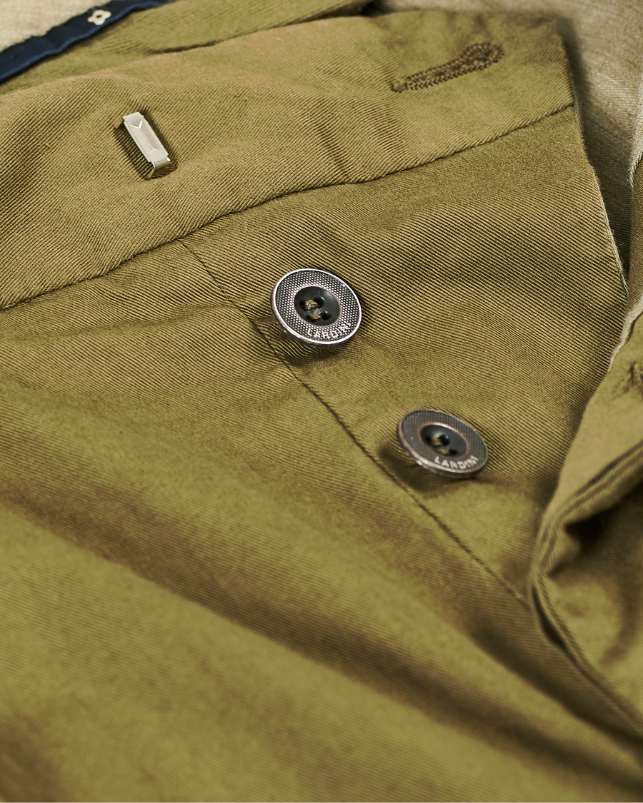 Herr | Byxor | Lardini | Luxor Double Pleated Cotton Trousers Military Green