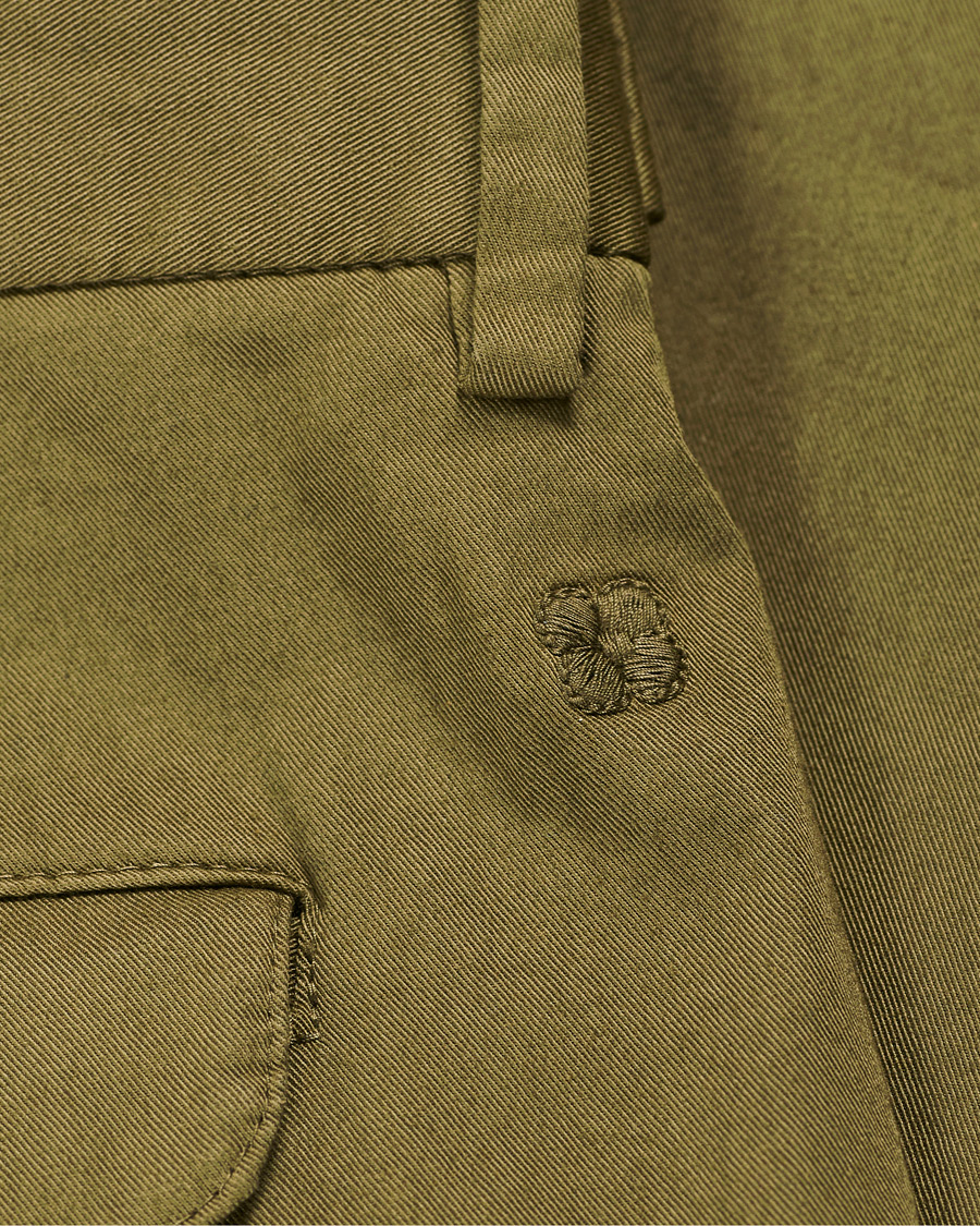 Herr | Byxor | Lardini | Luxor Double Pleated Cotton Trousers Military Green