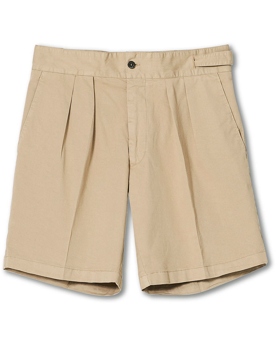 Herr | Shorts | Lardini | Double Pleated Cotton Shorts Beige