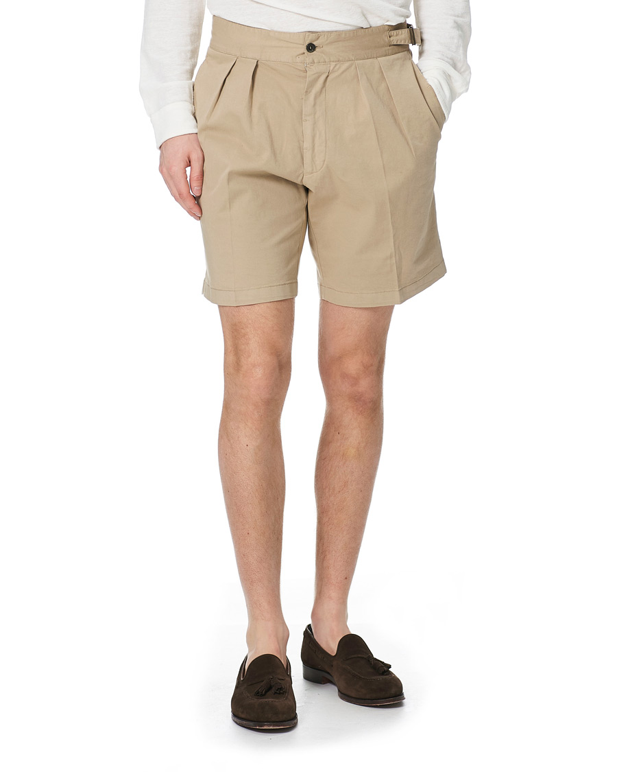 Herr | Shorts | Lardini | Double Pleated Cotton Shorts Beige