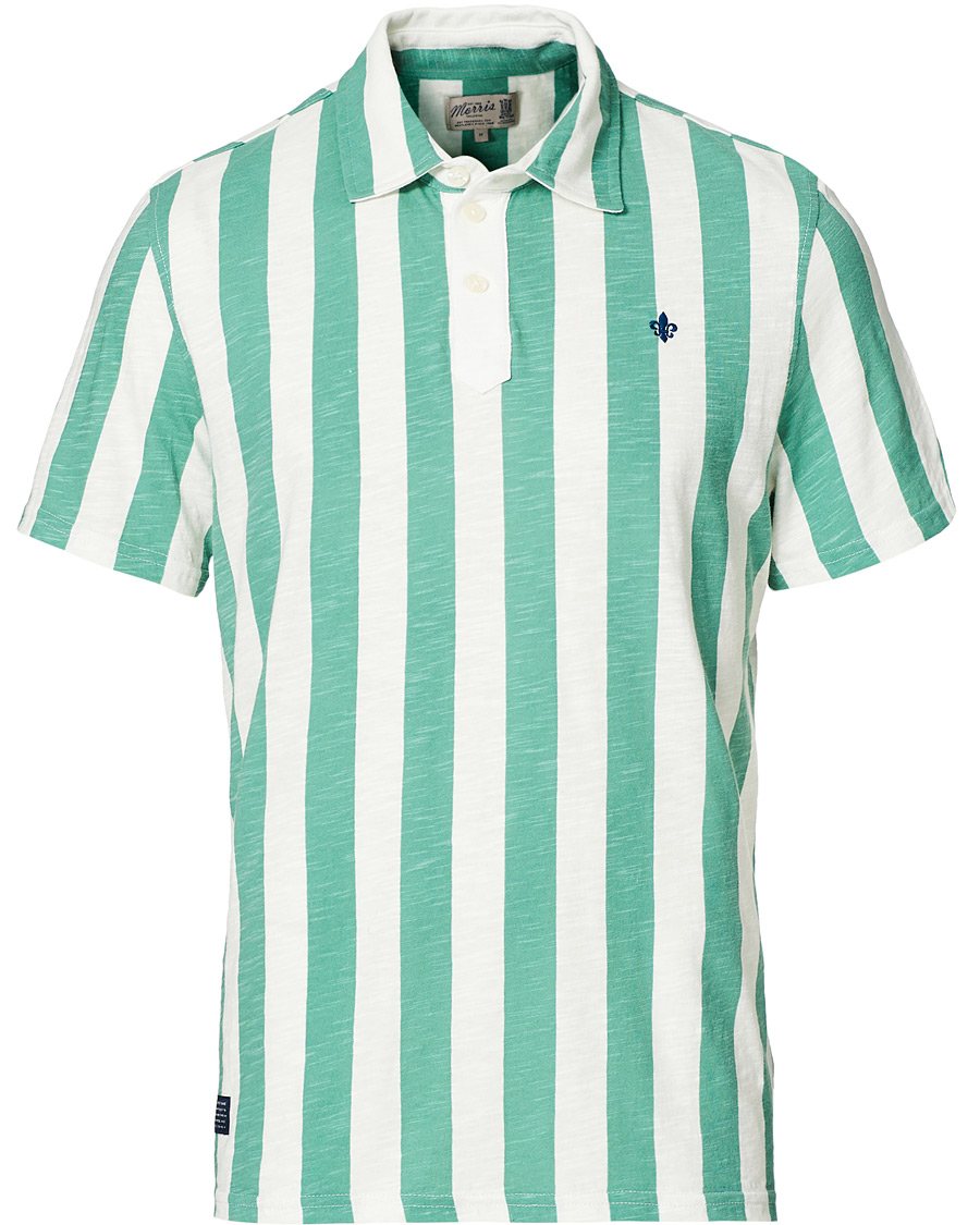 Herr | Pikéer | Morris | Keeton Stripe Piqué Shirt Green/White
