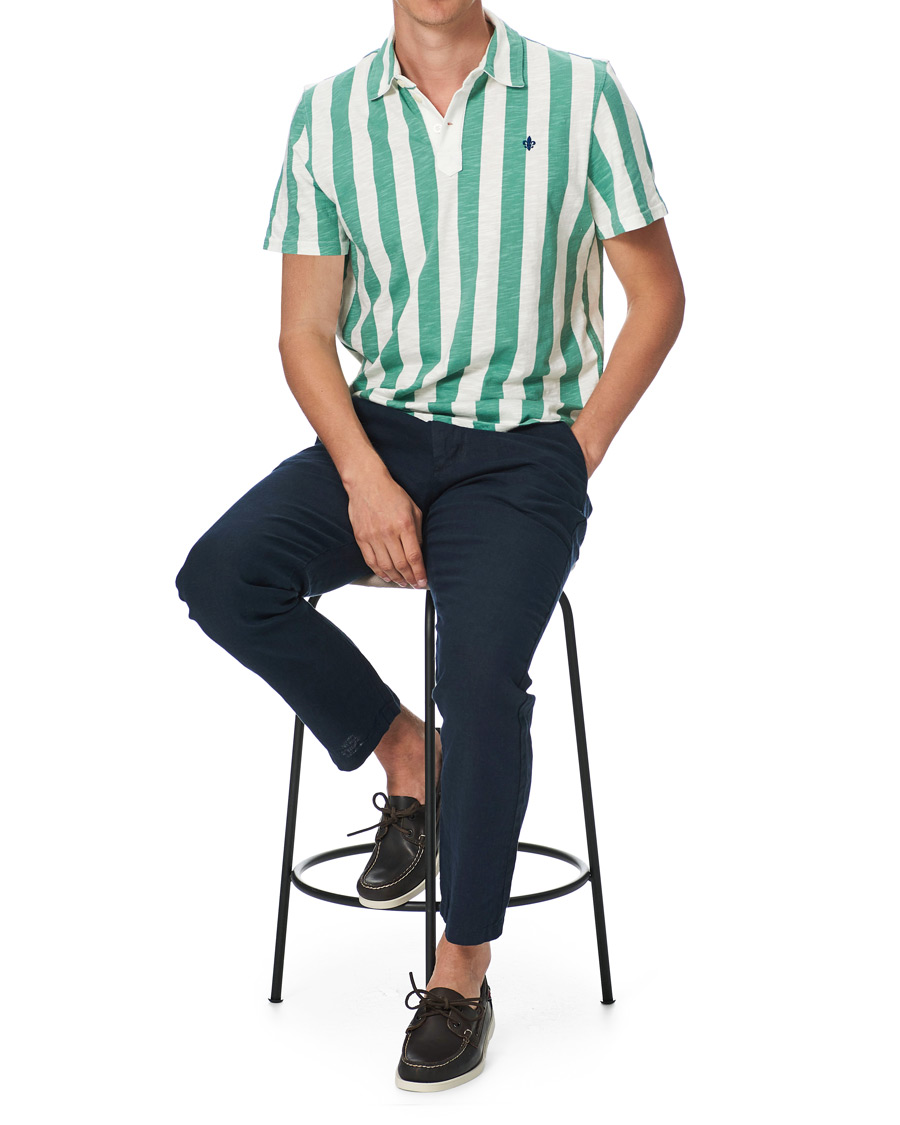 Herr | Pikéer | Morris | Keeton Stripe Piqué Shirt Green/White