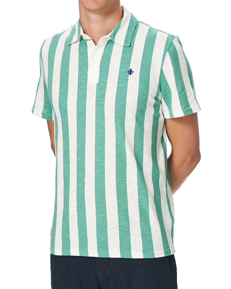 Herr | Pikéer | Morris | Keeton Stripe Piqué Shirt Green/White