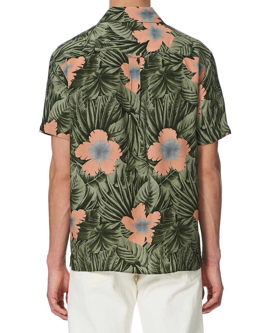Herr | Skjortor | J.Lindeberg | Printed Short Sleeve Camp Collar Shirt Sage