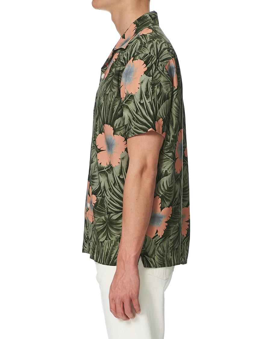 Herr | Skjortor | J.Lindeberg | Printed Short Sleeve Camp Collar Shirt Sage