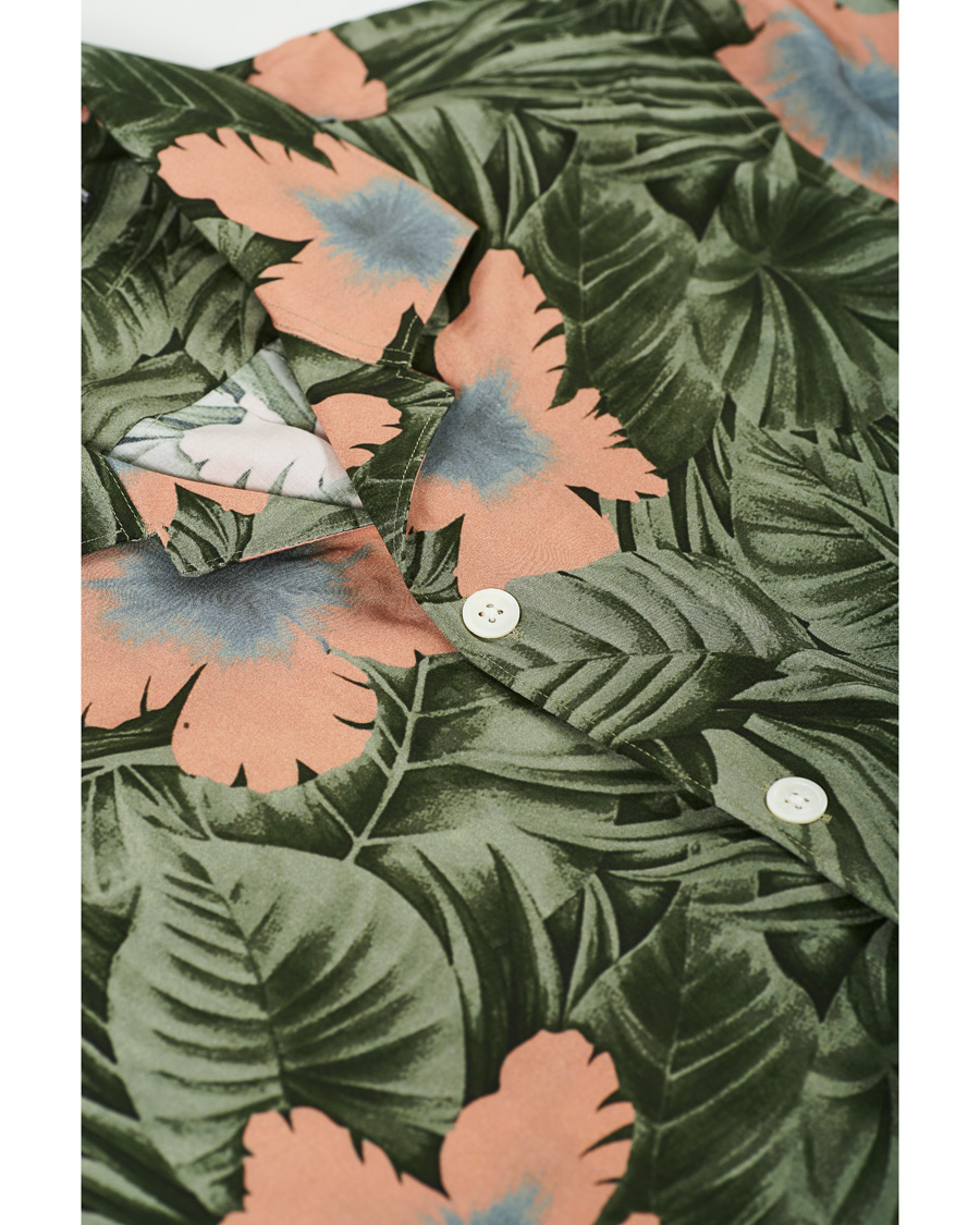 Herr | Skjortor | J.Lindeberg | Printed Short Sleeve Camp Collar Shirt Sage