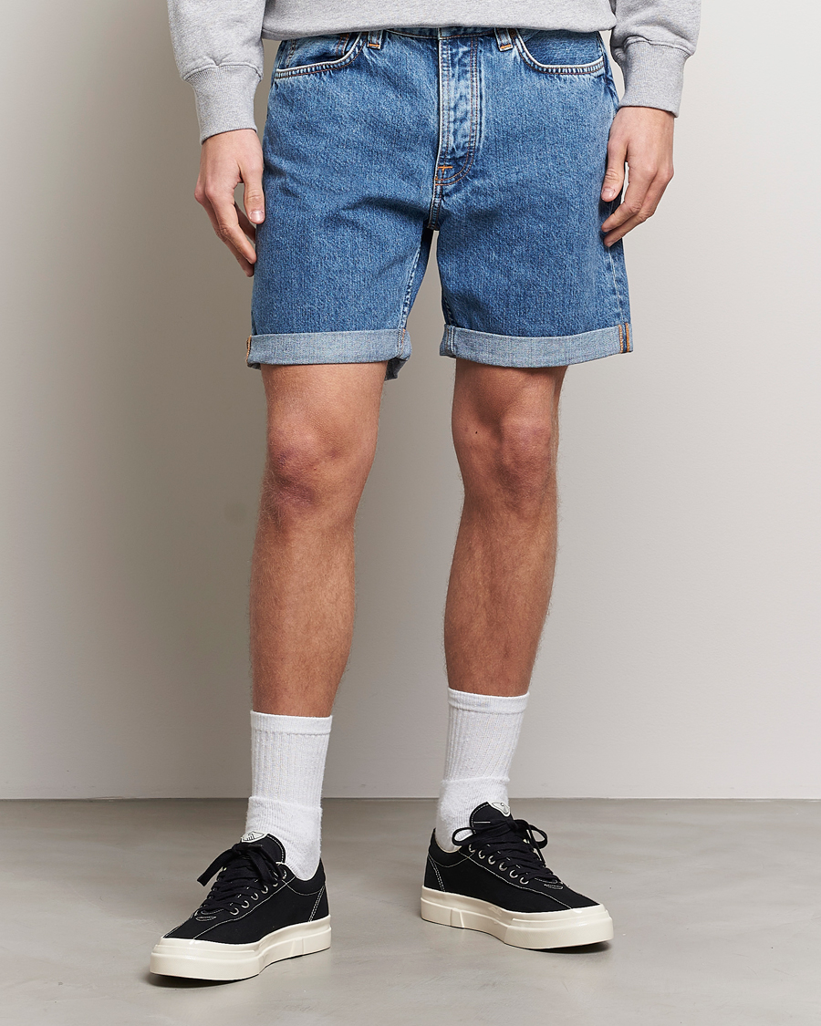 Herr | Jeansshorts | Nudie Jeans | Josh Stretch Denim Shorts Friendly Blue