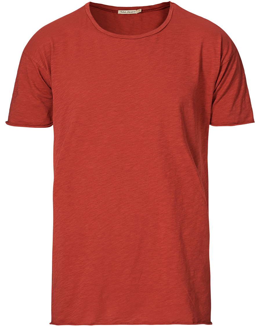 Herr | T-Shirts | Nudie Jeans | Roger Slub Crew Neck Tee Poppy Red