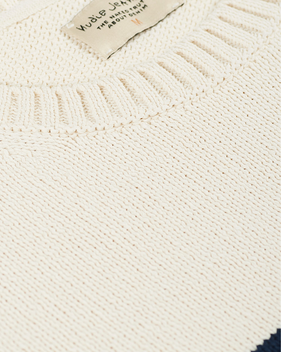 Herr | Tröjor | Nudie Jeans | Hamus Recycled Stripe Crew Neck Off White/Navy