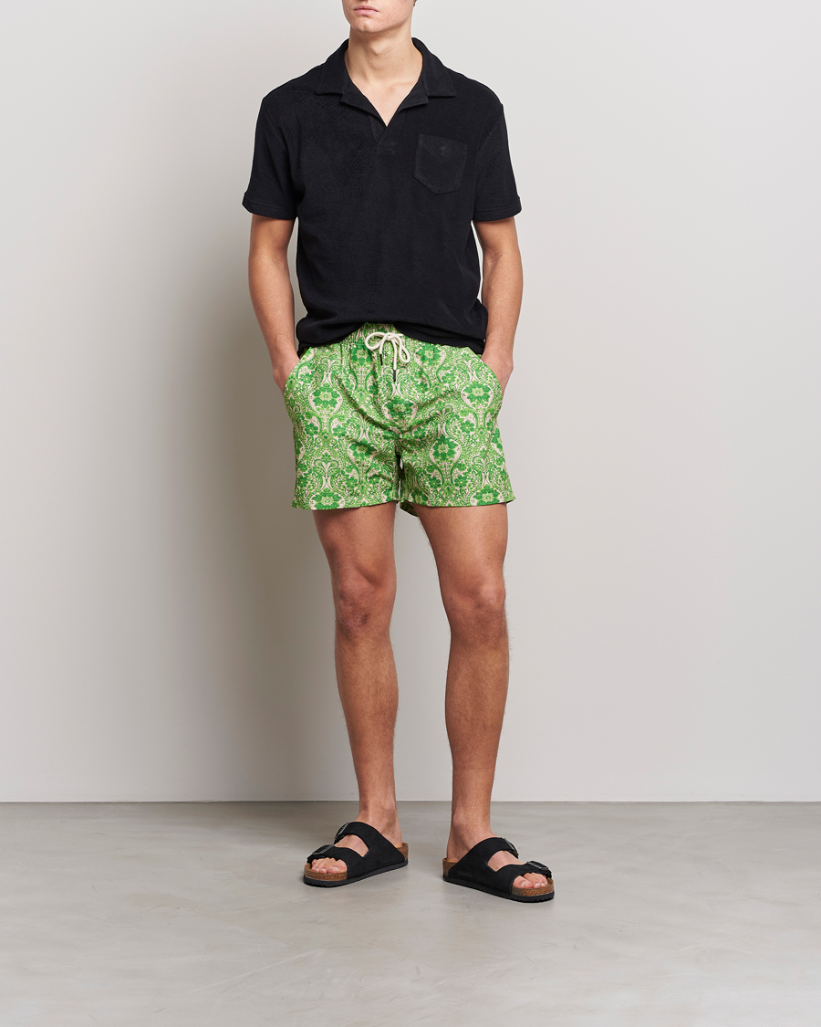 Herr | Badbyxor | OAS | Printed Swim Shorts Greenie