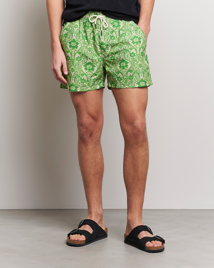 Herr | Badbyxor | OAS | Printed Swim Shorts Greenie
